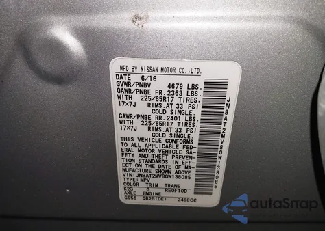 2016 Nissan Rogue S z USA, uszkodzony, nr VIN JN8AT2MV8GW138085